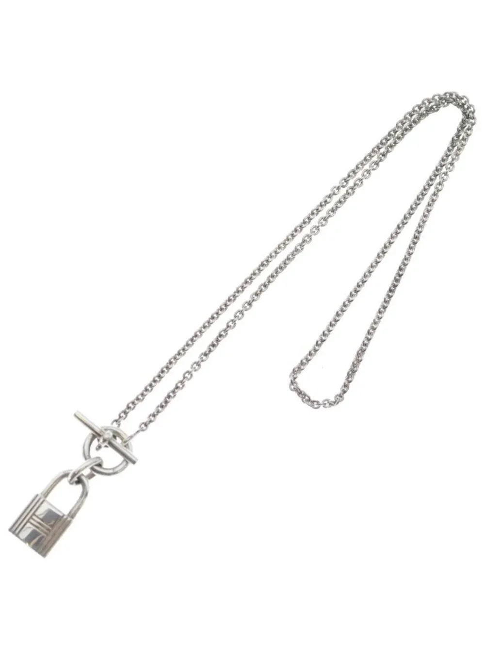 Hermes Amulet Necklace Cadena Motif Silver